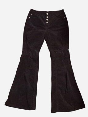 Forever 21 black flared ripped corduroy trousers